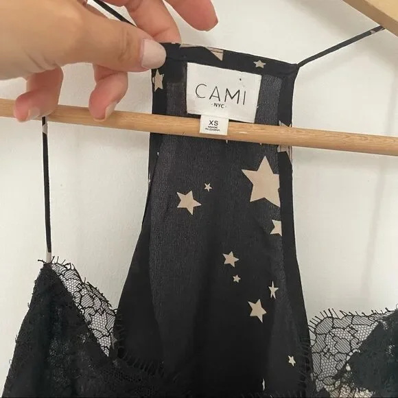Cami NYC The Racer Lace Trim Star Print Silk Camisole - Picture 4 of 7